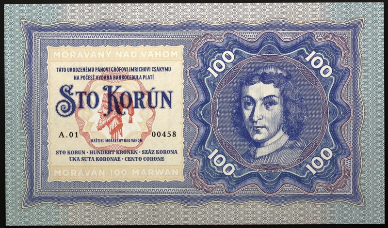 Slovakia 100 Korun 2019 Specimen "Moravany nad Váhom"
Fantasy Banknote; Limited...