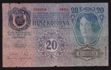 Austria Romanian Handstamp 20 Kronen 1919 
P# R4, 708308 1051