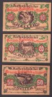 Austria Lot of 3 Wooden Notgelds 1920 
Hadersfeld; 10, 20, 50 Heller; aUnc