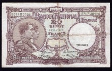 Belgium 20 Francs 1940 -1947
P# 111;