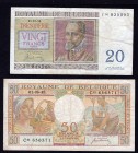 Belgium Lot of 2 Banknotes 1948 - 1956
20 Francs & 50 Francs; P# 132a; P# 133a