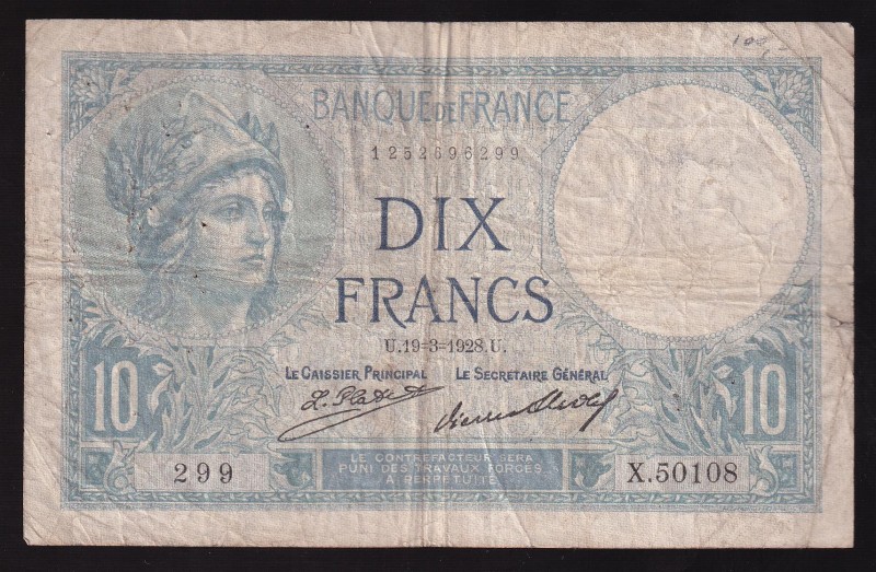 France 10 Francs 1928 
P# 73d, 1252696299