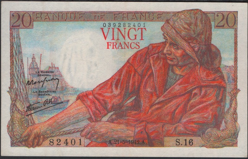 France 20 Francs 1942 RARE
P# 100a; XF+; RARE!