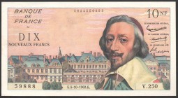 France 10 Nouveaux Francs 1962 RARE
P# 142; № V.250 59888; aUNC; "Cardinal Richelieu"; RARE!