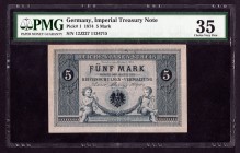 Germany 5 Mark 1874 PMG 35
P# 1; PMG-35; Choice VF