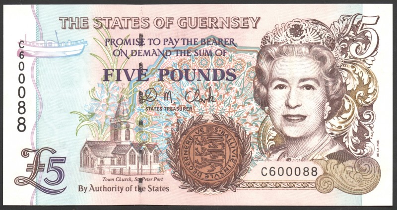 Guernsey 5 Pounds 1996 
P# 56b; № C 600088; UNC; Sign. D.M. Clark