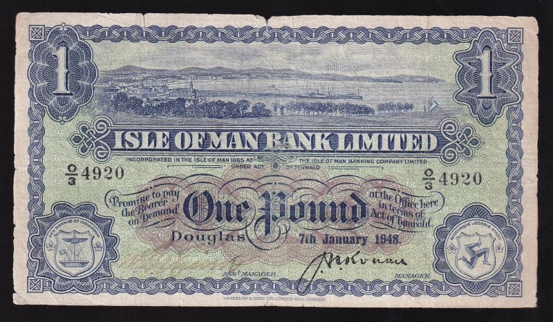 Isle of Man 1 Pound 1948 Rare
P# 68, O/3 4920