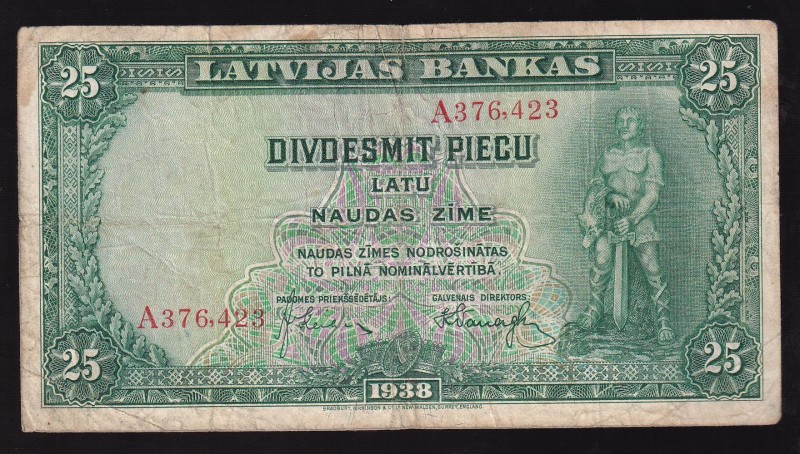 Latvia 25 Latu 1938 
P# 21, A376,423