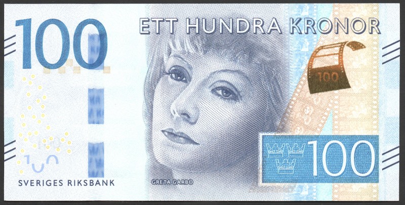 Sweden 100 Kronor 2016 
P# 71; UNC; "Greta Garbo"