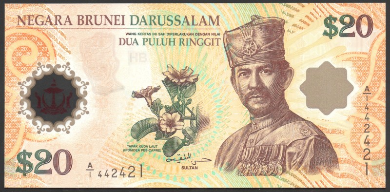 Brunei 20 Dollars 2007 Commemorative
P# 34a; UNC; Polymer