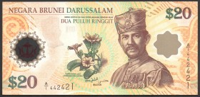 Brunei 20 Dollars 2007 Commemorative
P# 34a; UNC; Polymer