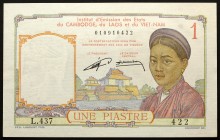 French Indochina 1 Piastre 1953 
P# 92; № 010910422; UNC; Sign. 15