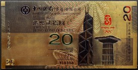 Hong Kong 20 Dollars 2008 
Gold Plated
