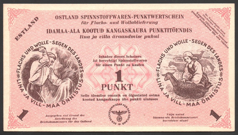 Estonia 1 Punkt 1945 RARE
UNC; German Occupation; RARE!