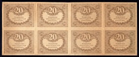 Russia 20 Roubles 1917 Lot of 8 Banknotes
P# 38; Sheet; VF