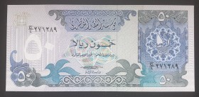 Qatar 50 Riyals 1980 
P# 10; UNC