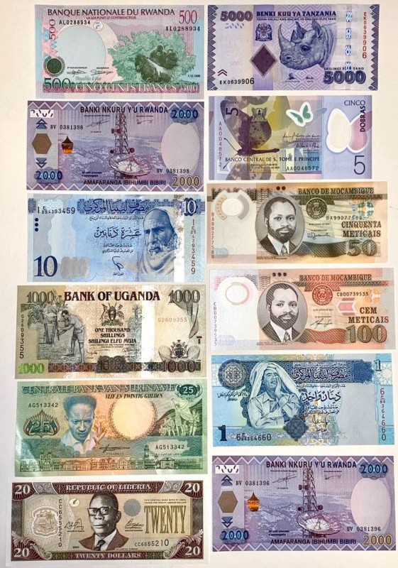 Africa Lot of 12 Banknotes 
Different Countries, Dates & Denominations; Mostly ...