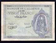 Algeria 20 Francs 1942 
P# 92a; VF