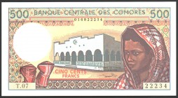 Comoros 500 Francs 1994 
P# 101b; UNC