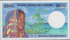 Comoros 2500 Francs 1997 NUMBER! RARE!
P# 13; № 04444433; UNC; RARE!
