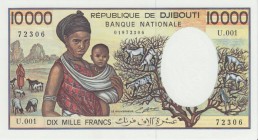 Djibouti 10000 Francs ND(1984) 
P# 39b; UNC.