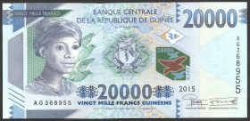 Guinea 20000 Francs 2015 
P# 49; № AG 368955; UNC; Max Nominal of Guinea