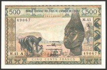 Ivory Coast 500 Francs 1959 RARE
P# 102; № M.41 49067; RARE!