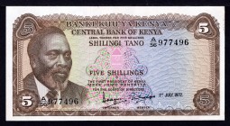 Kenya 5 Shillings 1972 
P# 6c; UNC