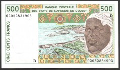 Mali 500 Francs 2002 
P# 410; 11 Digit Serial; UNC; West African States