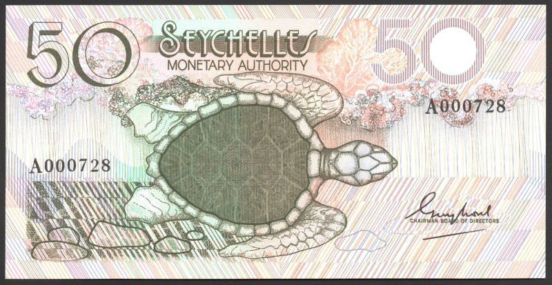 Seychelles 50 Rupees 1979 Prefix A
P# 25; № A 000728; UNC; Low Serial Number