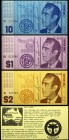 Australia Hutt River Lot of 3 Banknotes 1970 
1 2 10 Dollars 1970; UNC