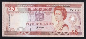 Fiji 5 Dollars 1992 
P# 93, D213191. UNC.