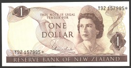 New Zealand 1 Dollar 1971 Replacement RARE
P# 163d; № Y92 157995*; UNC-; RARE!