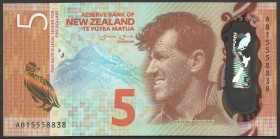 New Zealand 5 Dollars 2015 
P# 191; № AB 15558838; UNC; Polymer; "Sir Edmund Hillary"