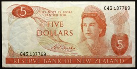 New Zealand 5 Dollars 1968 
P# 165b; № 043-187769