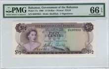 Bahamas 1/2 Dollar 1965 PMG66EPQ
P# 17a; UNC.