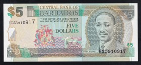 Barbados 5 Dollars 1999 
P# 55, G25910917. UNC.