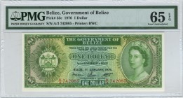 Belize 1 Dollar 1976 PMG65EPQ
P# 33c; UNC.