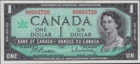 Canada 1 Dollar 1967 
P# 74a; № H/P 0003720; UNC; Low Serial Number