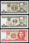 Cuba Lot of 3 Banknotes 2003-2004 
1 & 1 & 3 Pesos ; P# 121e; P# 125; P# 127a ; UNC