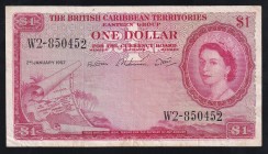 East Caribbean States 1 Dollar 1962 
P# 7c, W2-850452