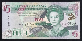 East Caribbean States 5 Dollars 2000 
P# 37, F449313A. UNC.