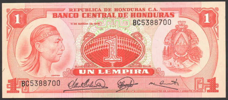 Honduras 1 Lempira 1974 
P# 58; № BC 5388700; UNC; "Lempira"