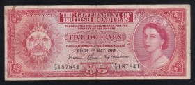 Honduras 5 Dollars 1965 Rare
P# 30b, F/2 187841