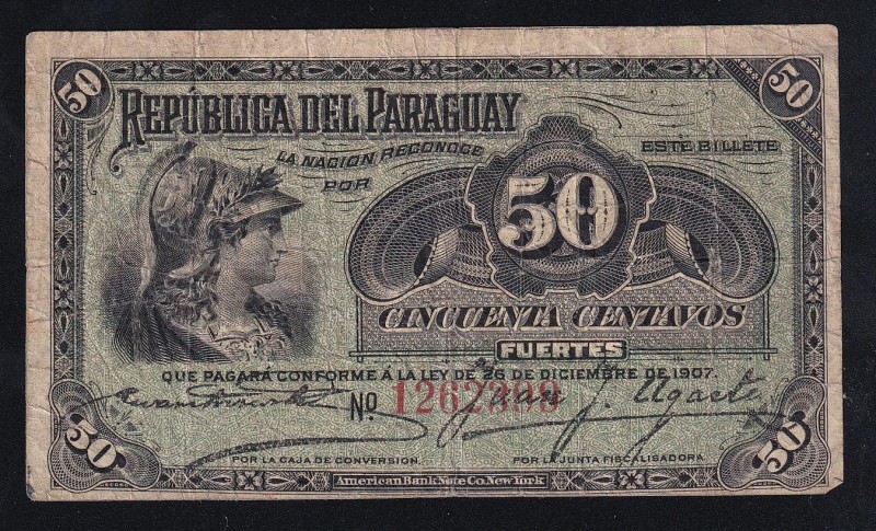 Paraguay 50 Centavos 1907 
P# 115, 1262399