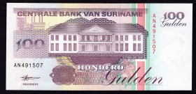 Suriname 100 Gulden 1998 
P# 139b; UNC
