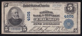 United States 5 Dollars 1902 Illinois RARE
Fr# 598-612, 4605 130548, not described in Pick