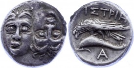 Ancient World Ancient Greece - Moesia Istros AR Drachm 280 - 256 B.C.
Facing male heads, the right inverted / Sea-eagle left, grasping dolphin, below...