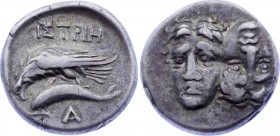 Ancient World Ancient Greece - Moesia Istros AR Drachm 280 - 256 B.C.
Facing male heads, the right inverted / Sea-eagle left, grasping dolphin, below...