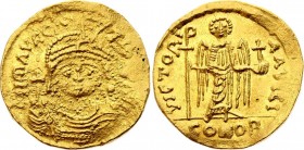 Roman Empire Solidus 583-601 Constantinople Mauricius Tiberius
DOC# 5; Ratto# 1013; Gold 4,45g.; Obv. D N mAVRC TIb P P AVG, Bust facing, in cuirass ...